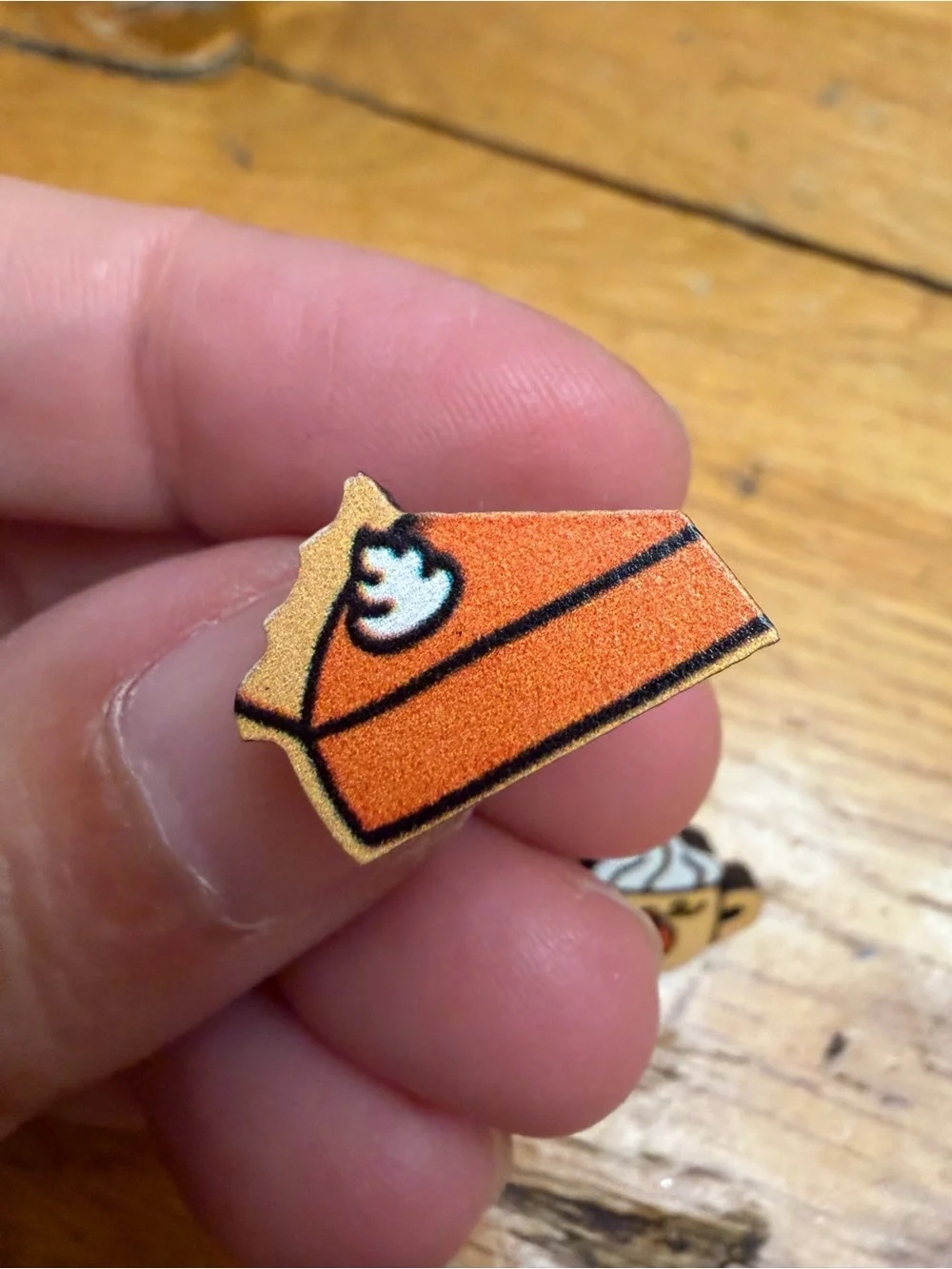 2 pairs of Autumn Pumpkin Pie and Latte Wooden Stud Earrings - Orange and Cream
